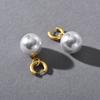 Classic Large Pearl Earrings For Women, Simple And Exaggerated Personality Fashion Ear Buckle Copper-Plated 18K Real Gold Earrings For Women