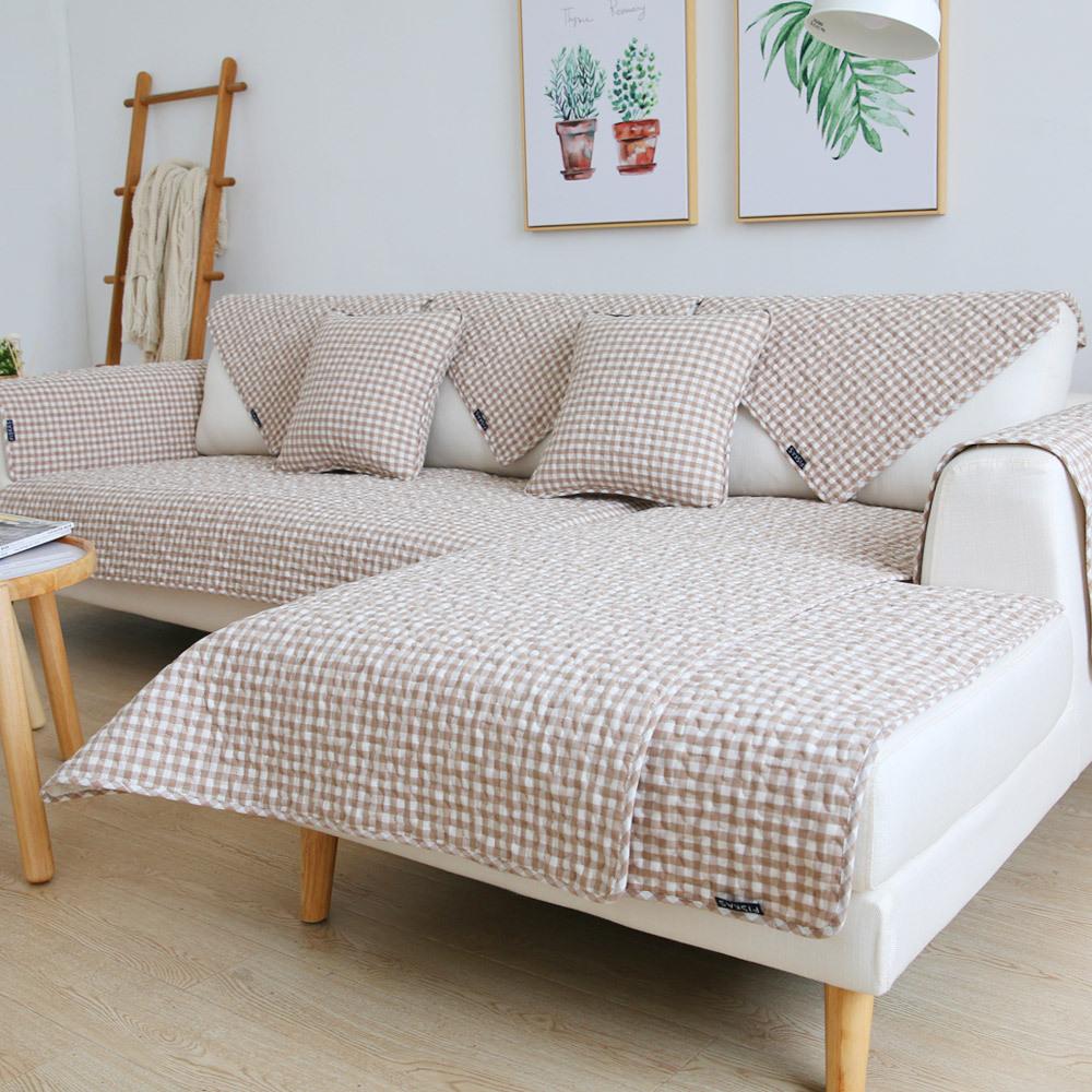 

Чехол на диванную подушку в японском стиле из чистой хлопчатобумажной ткани, всесезонный универсальный чехол для дома, простая нескользящая подушка с квадратной сеткой 70*70