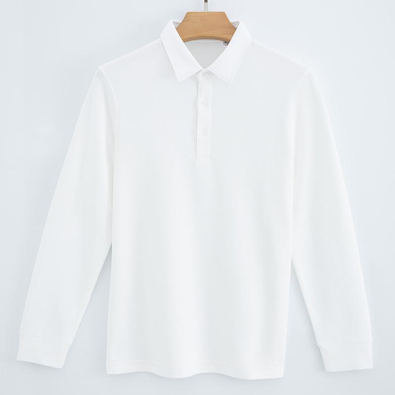 New Non-ironing Double-sided Cotton POLO Shirt Men's Solid Color Spring and Autumn Casual Business Shirt Collar Long Sleeves