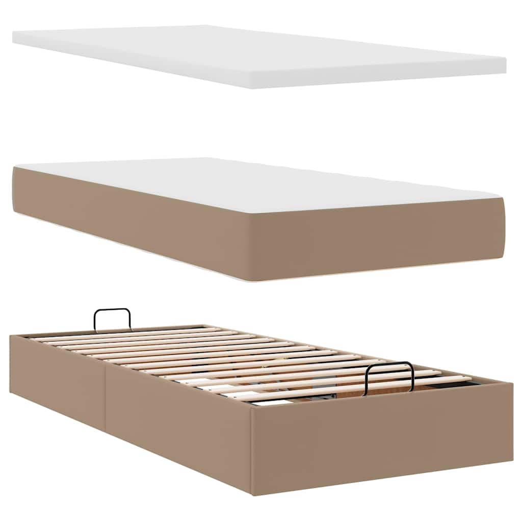 Ottoman Bed with Mattresses Cappuccino 180x200 Cm Faux Leather