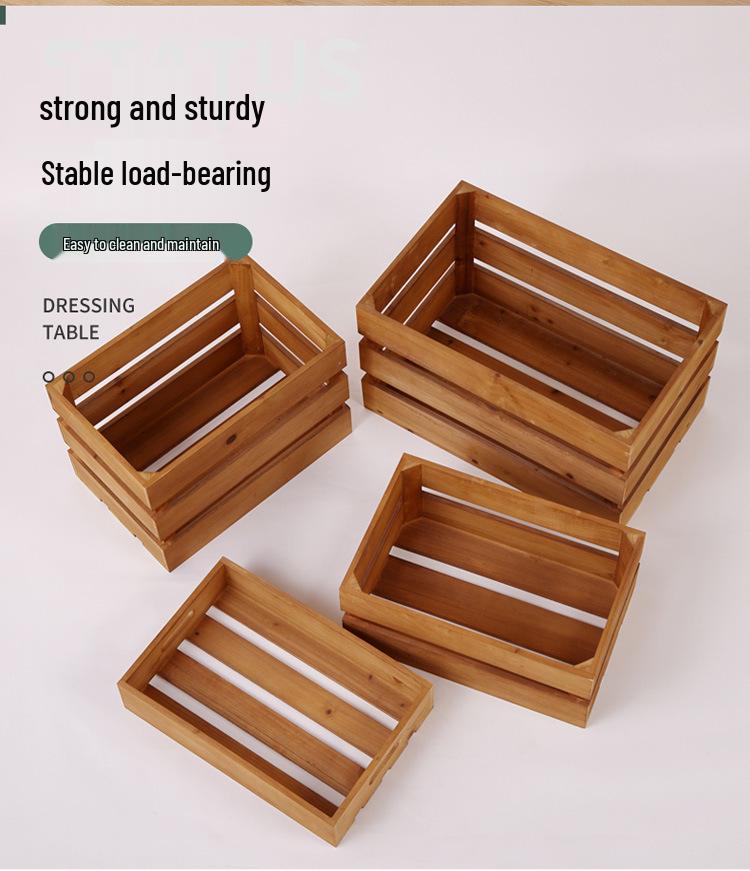 Caixa de Exibição e Armazenamento com Ripas de Madeira Maciça para Decoração e Adereços de Fotografia