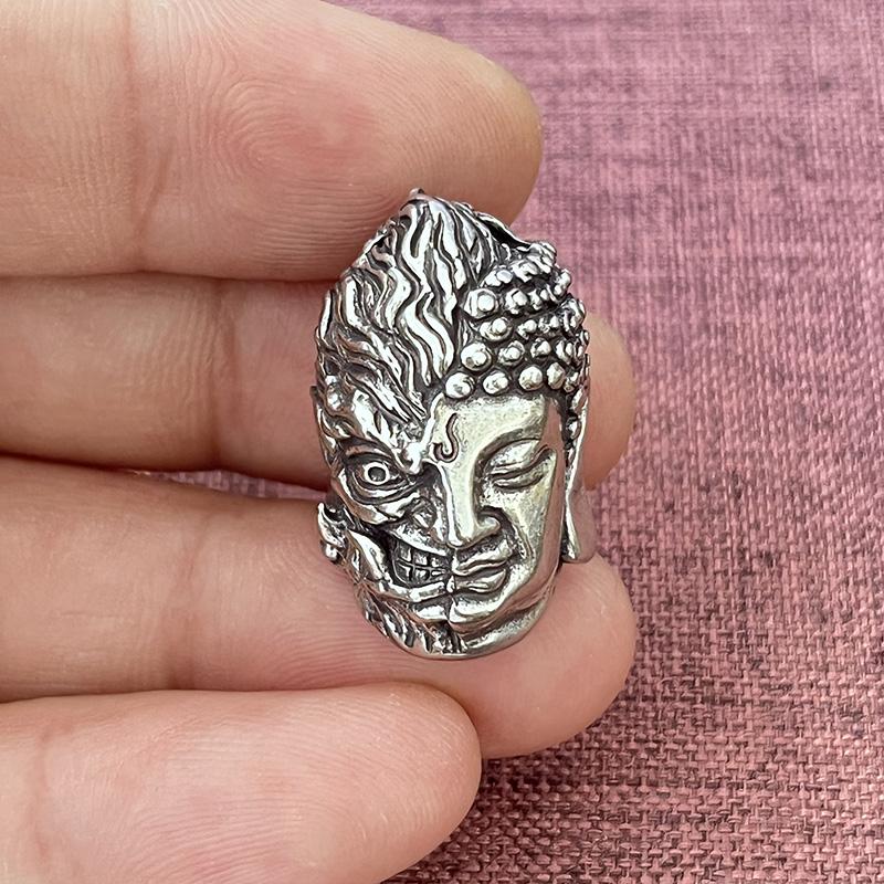 Brass Half Devil Half Buddha Face Knife Bead Diy Umbrella Rope Edc Paracord Bracelet Accessories Woven Lanyard Pendant Religious