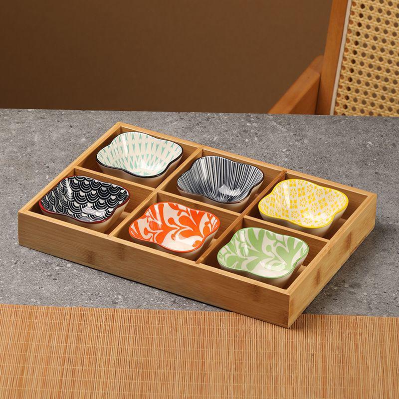 Bamboo Nine-Compartment Snack Tray for Dried Fruits and Hot Pot Side Dishes