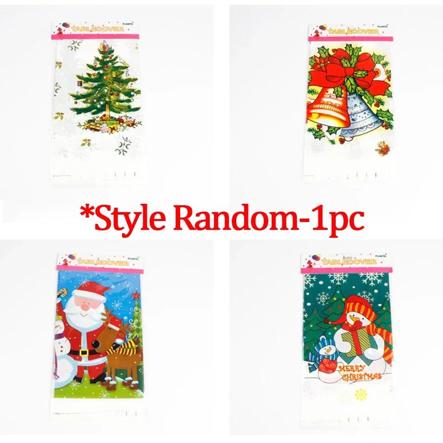 

1 шт.-Рождественское украшение стола ПВХ скатерть Рождественское украшение Дом Снеговик Рождественская елка Колокольчик Дед Мороз - Стиль случайный