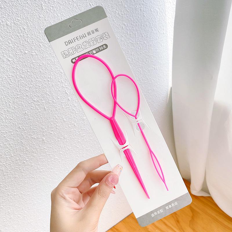 Children's Hair Updo Tools: Braiding Needle & Ponytail Threader for Girls
