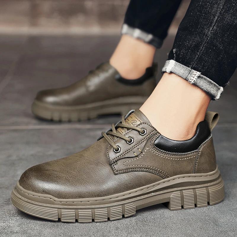Fashion Men Shoes lace up New Winter Genuine Leather Casual Shoes Fashion Business Oxford Shoe men Designer office Work Shoes