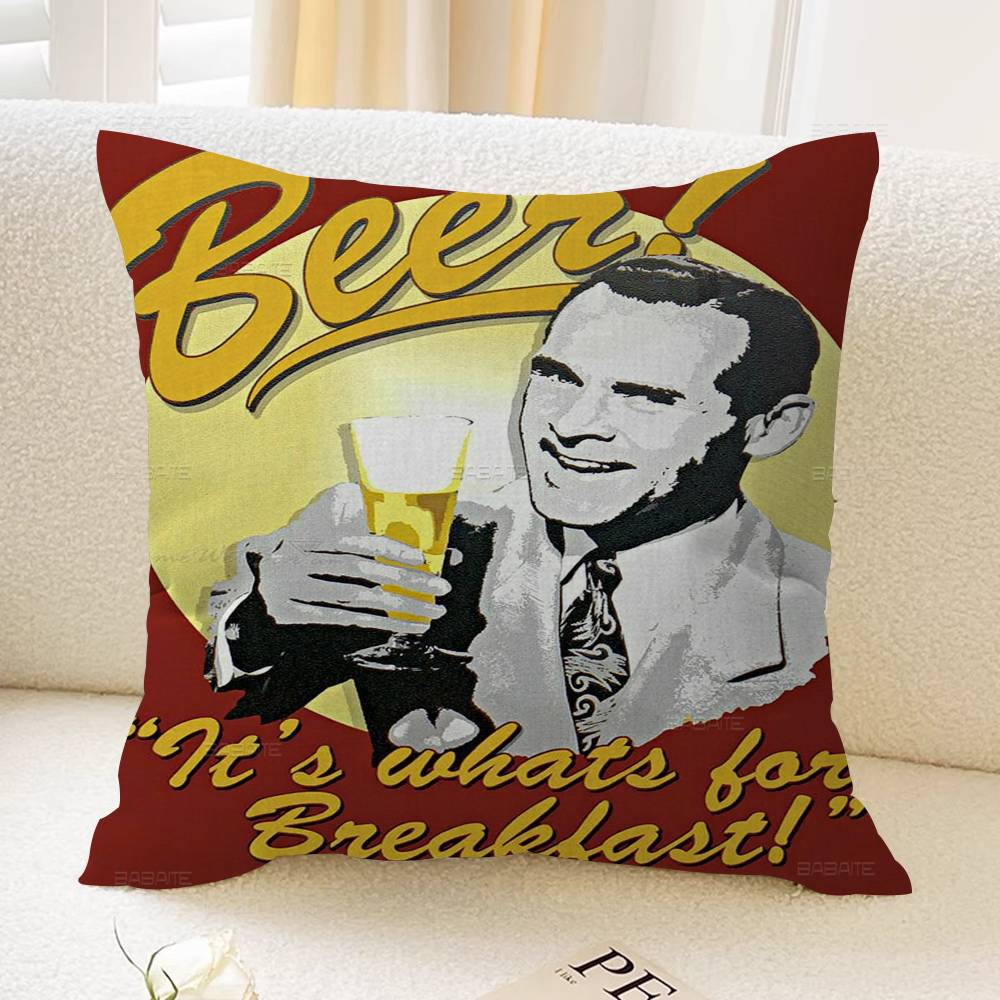 Anime Retro Beer Drink Art Pillow Cover for Bedroom Room and Living Room Sofa Decorative Cushion Cover
