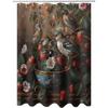 William Morris Flower Shower Curtain, Strawberry Thief Bird Animal Vintage Brown Shower Curtain Bathroom Decor Waterproof Privacy Shower Curtain
