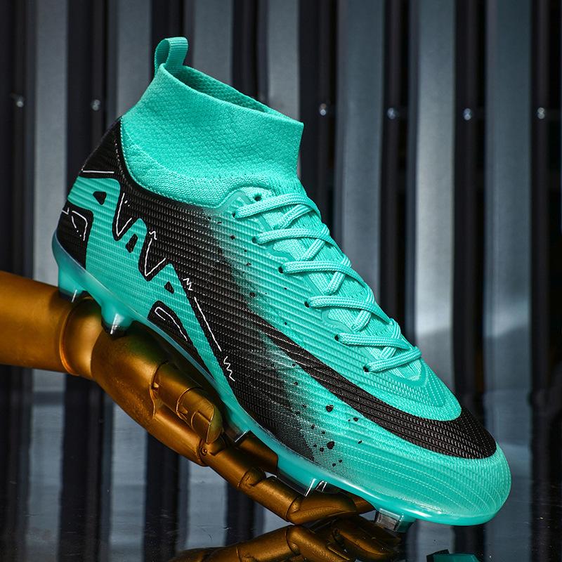 2025 Pantofi de fotbal pentru tineret fără cusături, țesut cu fir zburător, student iarbă lungă masculin și feminin, pantofi de antrenament cu crampoane rupte, fotbal