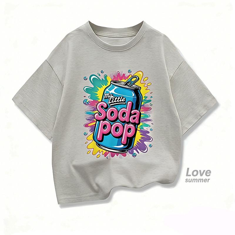 Summer Kids Short-Sleeve T Shirts My Little Soda Pop Children's Loose Tees Boys Girls Casual Tee Tops 4to14Yrs