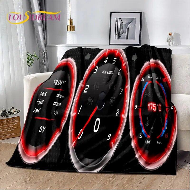 3D-Rennwagen-Armaturenbrett, weiche Plüsch-Steppdecke, Flanelldecke, Überwurfdecke für Wohnzimmer, Schlafzimmer, Bett, Sofa, Picknick-Abdeckung