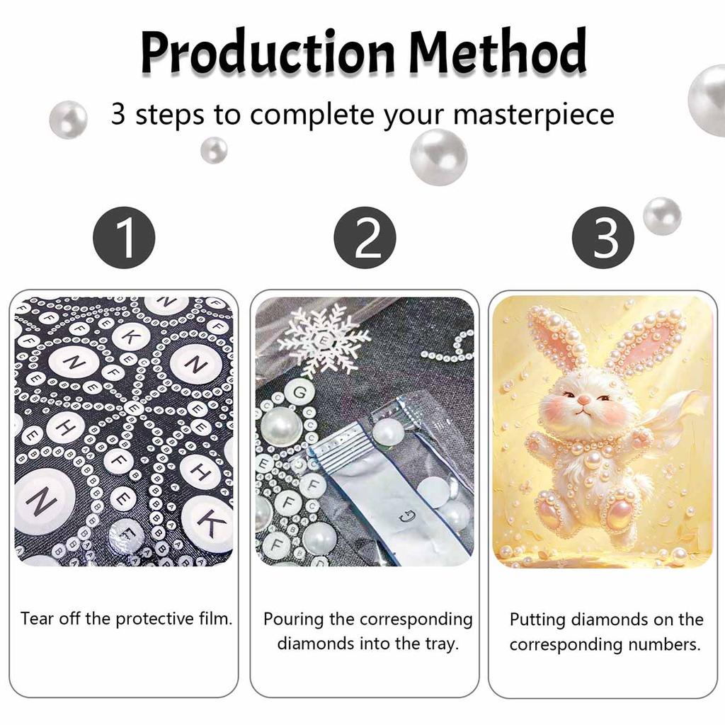 Pearl painting kit DIY cute bunny animal wall art home decoration painting