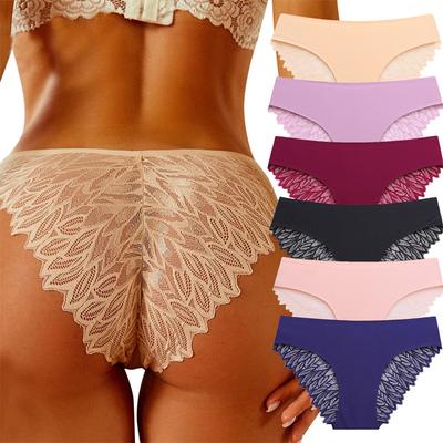 Women's Traceless Lace Panties Low Waist Bikini Panties Women's Large Size Closed Panties Line