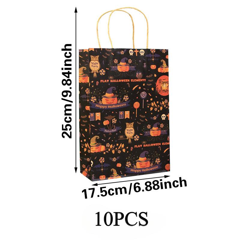 

10 шт Хэллоуин Винтаж Подарочный пакет Подарочный пакет Тыква Призрак Замок Письмо Ручной бумажный пакет 25x17cm