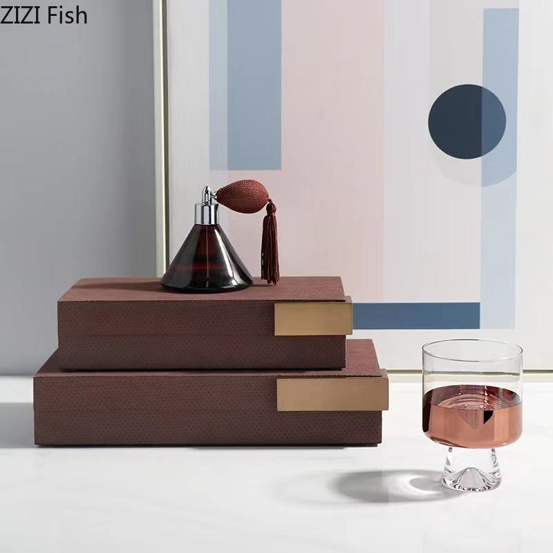 Leather Woven Pattern Jewelry Boxes Cosmetic Jar Dresser Table Desk Decoration Home Exquisite Jewelry Ring Necklace Storage Box