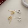 Double-layer Love Bead Edge Heart-shaped Earrings Sweet Design Light Luxury Women