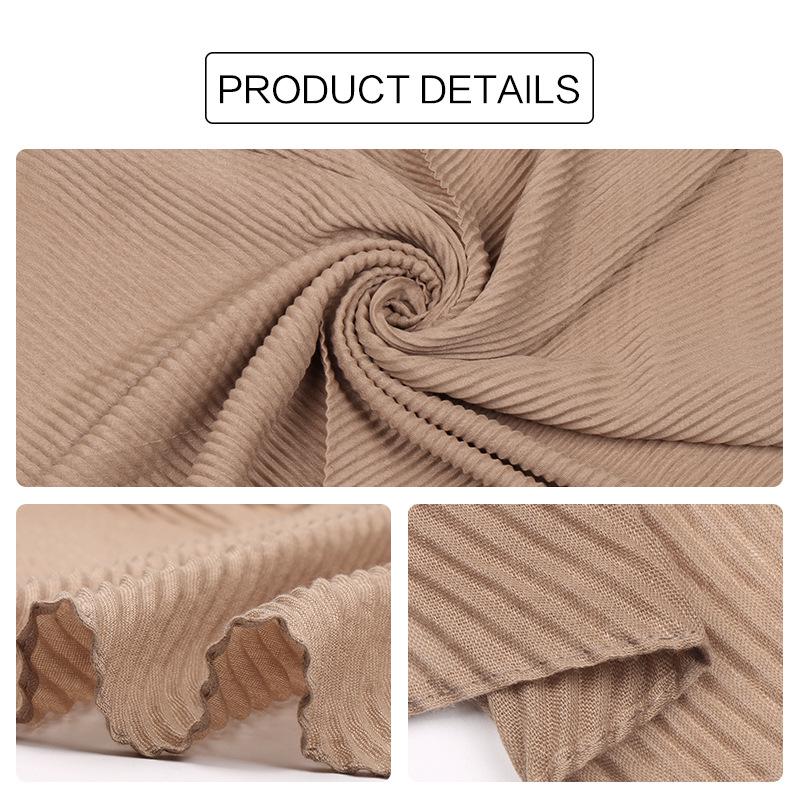 Niche Crinkled Cotton Linen Headscarf: Fashionable Pleated Long Scarf for Women (YW112)