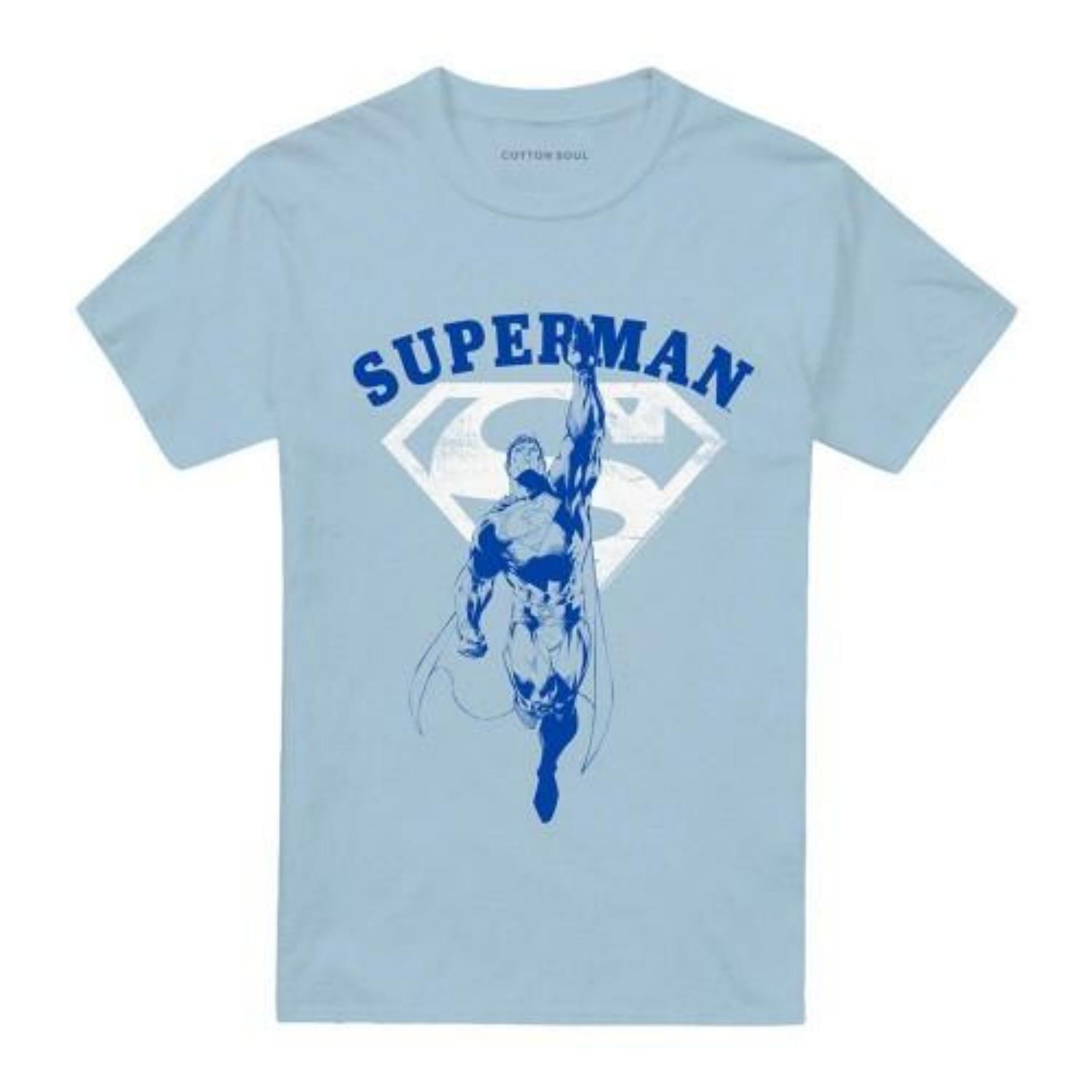 SUPERMAN Unisex Adult Flying Outline T-Shirt S