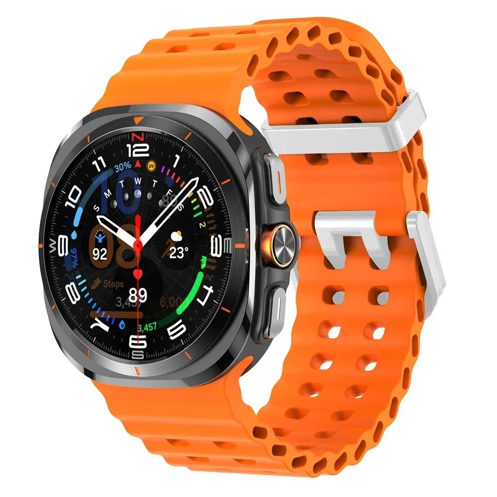 Galaxy Watch Ultra Marine Band Accessories Silicone Sport Bracelet Correa For Samsung Galaxy Watch 7 Ultra 47mm Original Strap