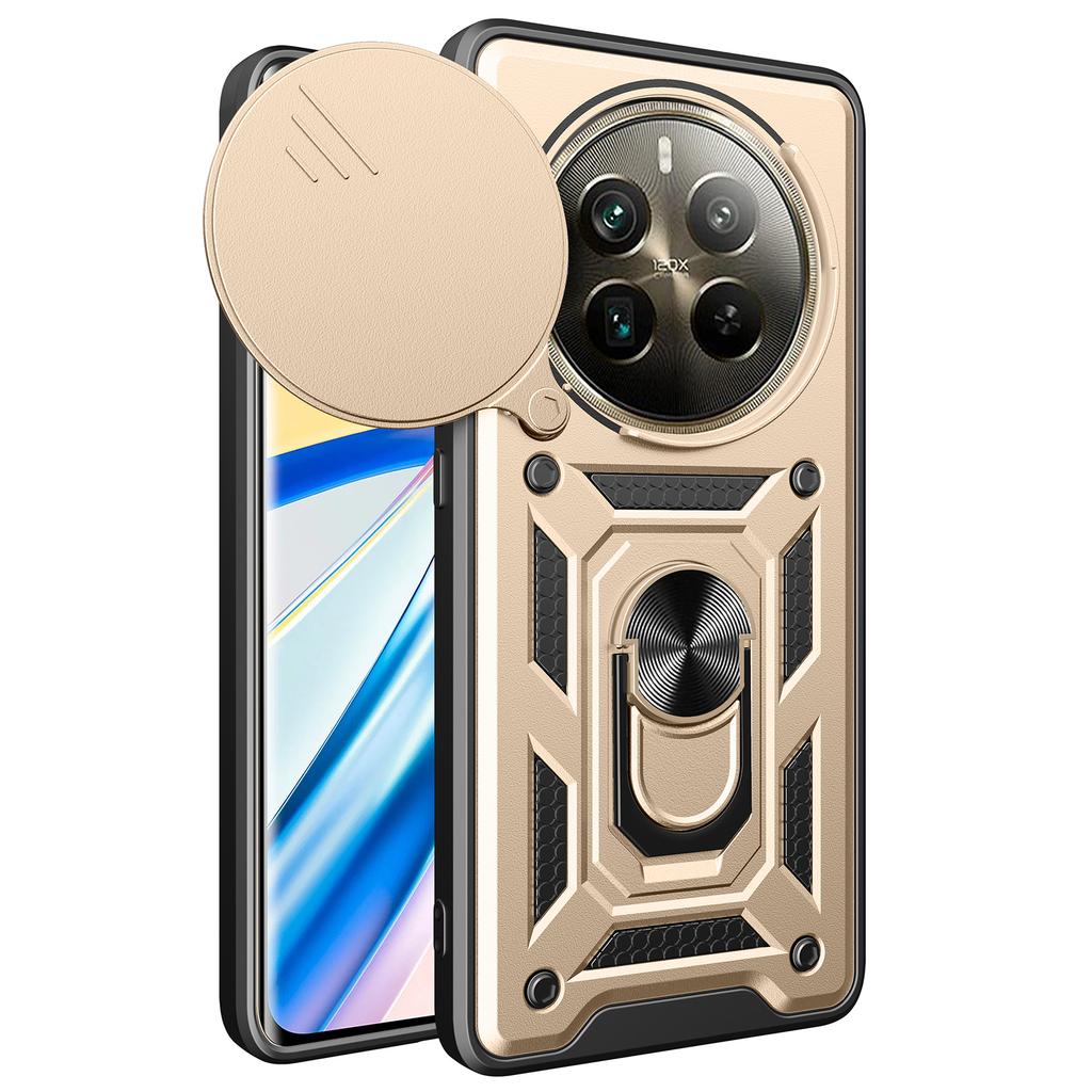 For Realme 12 Pro 5G/12 Pro+ 5G Case Lens Cover Kickstand PC+TPU Phone Shell