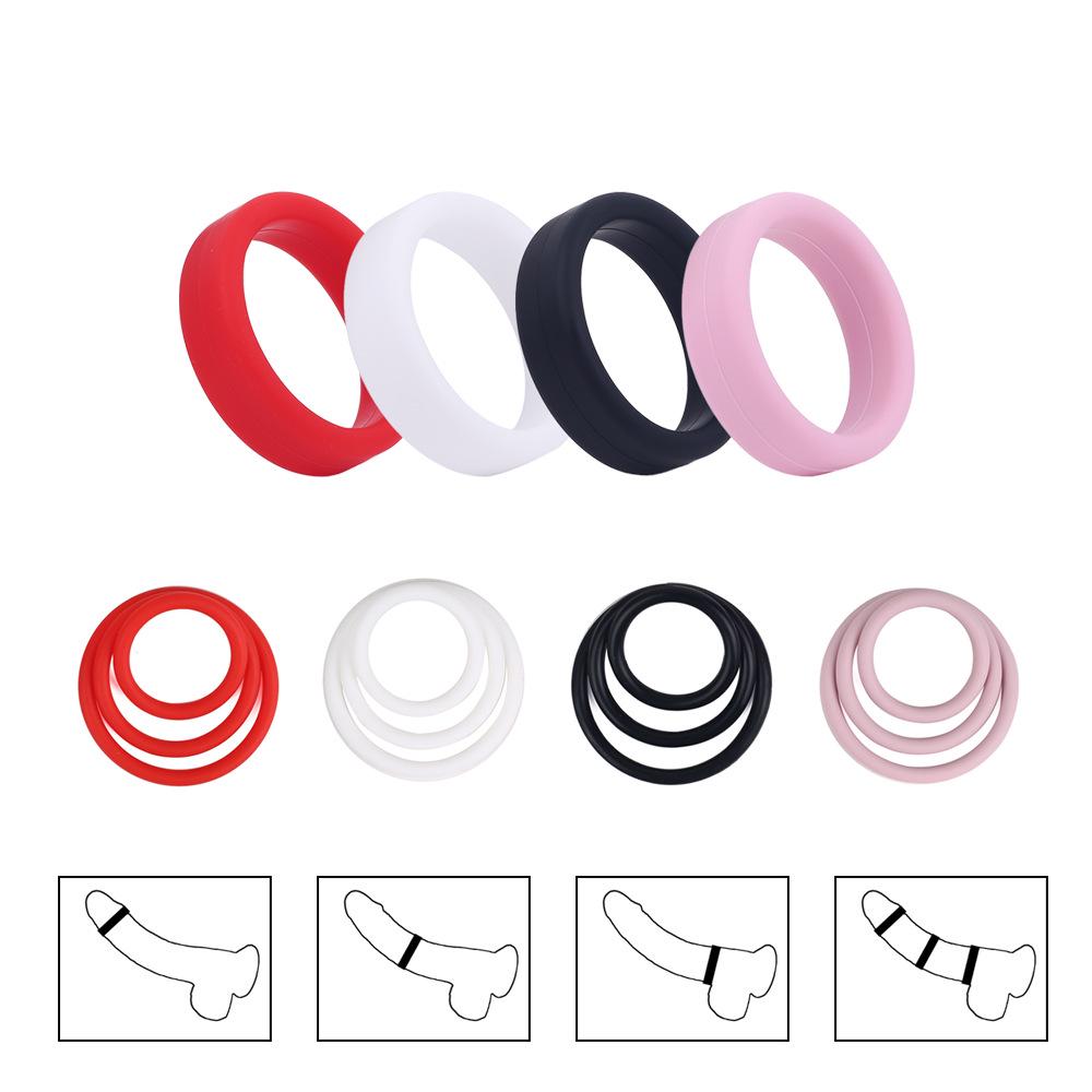 Men's Silicone Penis Ring Set - Extra Thick Enlargement & Masturbation Rings, Adult Sex Toys