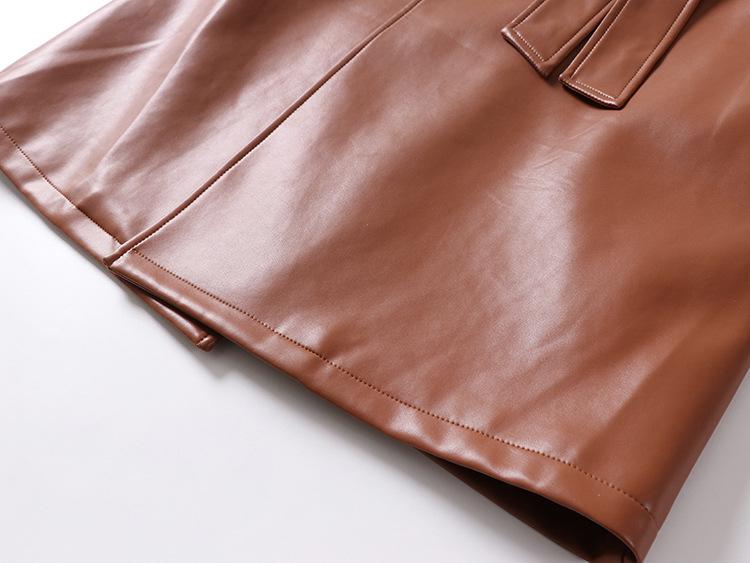 Men's Plus Size High-End PU Leather Knit Trench Coat - Korean Style, Loose, Casual, Spring/Autumn.