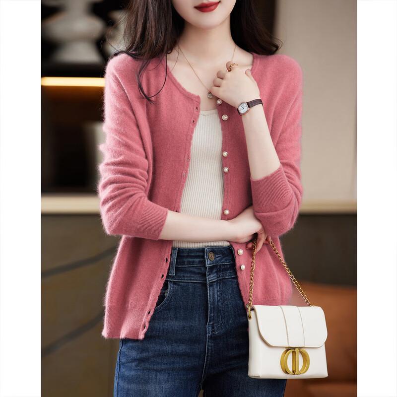 Demana Women's 100% Merino Wool Round Neck Cardigan