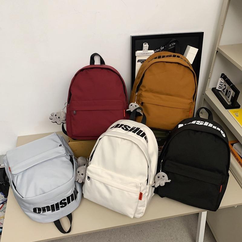 New Solid Color Popular Backpack Fashionable Simple Large Capacity High School Students Backpack School Bag