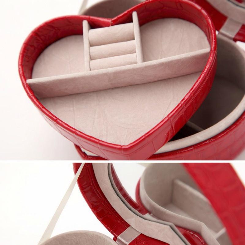 Smyckeskrin Resering med Spegel Halsband Örhängen Stift Smyckesförvaringslåda Ringlåda Presentlåda Smyckesförpackning Juvelerargåva