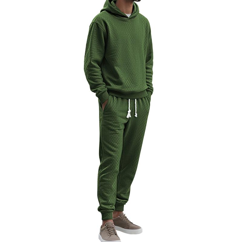 Men's 2 Piece Outfits Knit Jacquard Pullover Sweatshirt Tracksuit & Joggers Sweatpants Sweatsuit Sets with Pockets