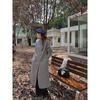 Korean High-Collar Gentle Gray Loose-Fit Wool Coat for Women - Autumn/Winter Fashion