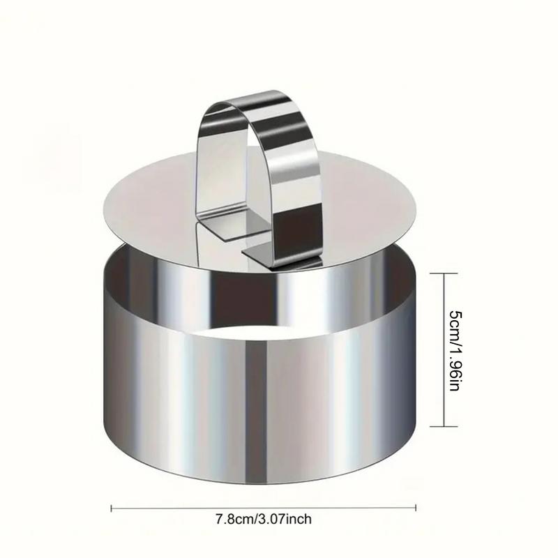 Stainless Steel Cake Mold Round Mold Pressure Plate With Push Piece Rustproof Baking Cake Rings Onigiri Bento Sushi Baking Tool