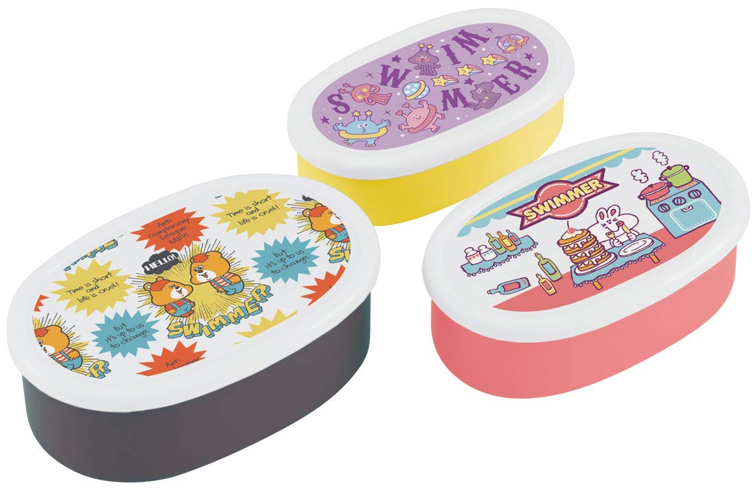 

Skater Lunch Sealed Storage Set of Silver Ion Made in SRS3SAG Box, Container, Container, 3, Ag+, Antibacterial, Swimmer, Japan, 860ml,