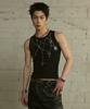 LANARCHIVE [0101] Chain Necklace Print Sleeveless - Black