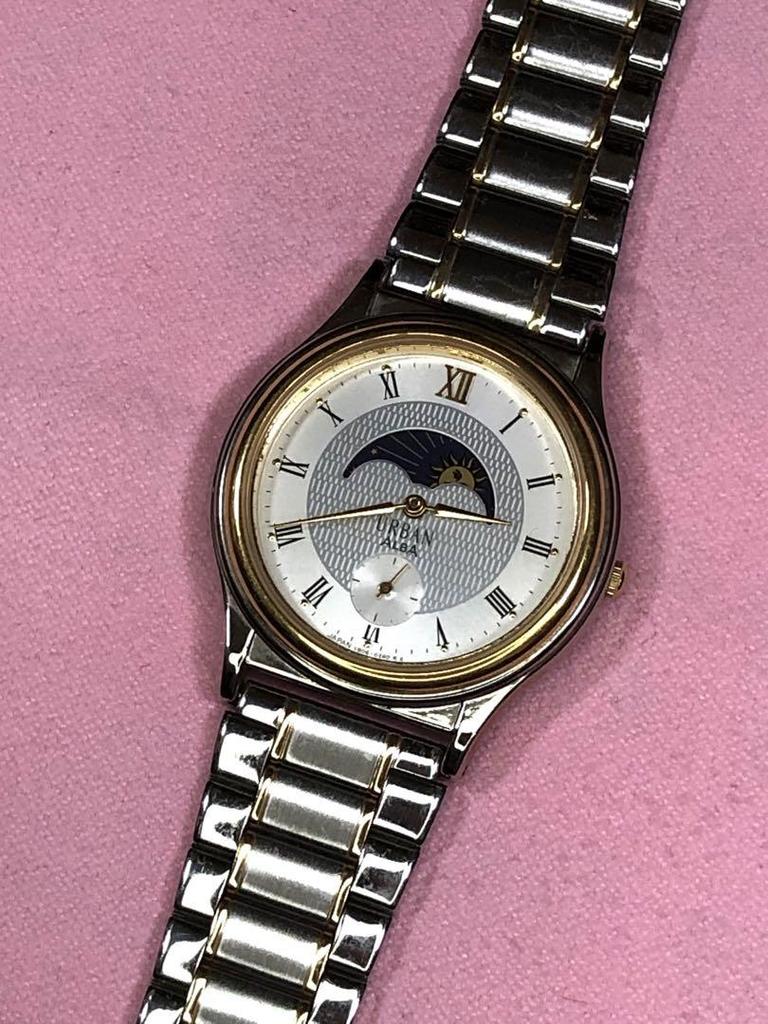 [USED] Men's Seiko Alba Sun & Moon Phase Watch with Small Seconds and Battery