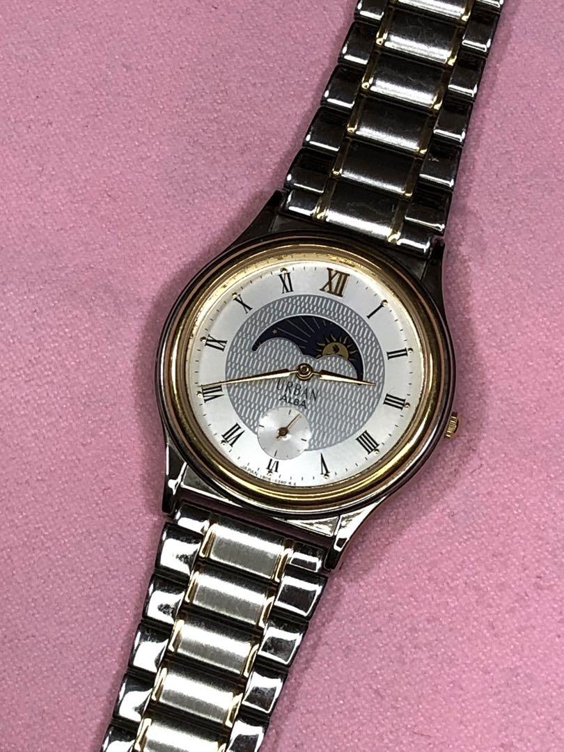 

[Б/У] Мужские часы Seiko Alba с фазой Луны и Солнца, малой секундной стрелкой и батарейкой