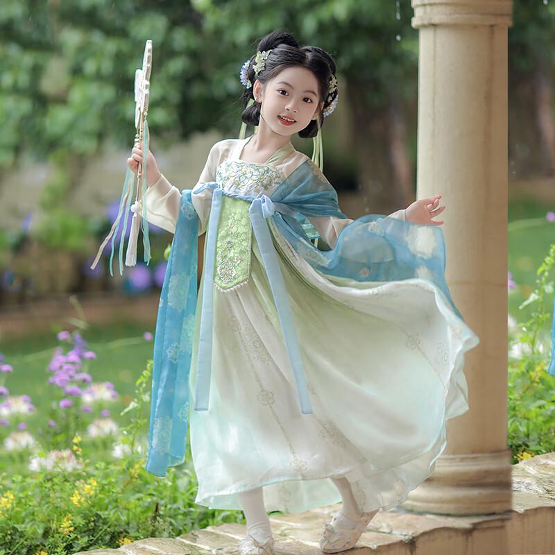Girl s Hanfu Ancient Style Embroidered Dress 120