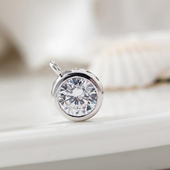 Ashley Jewelry Single Stone Necklace, Sterling Silver 925, Simple Pendant, Cubic Zirconia, Women's, Everyday Wear