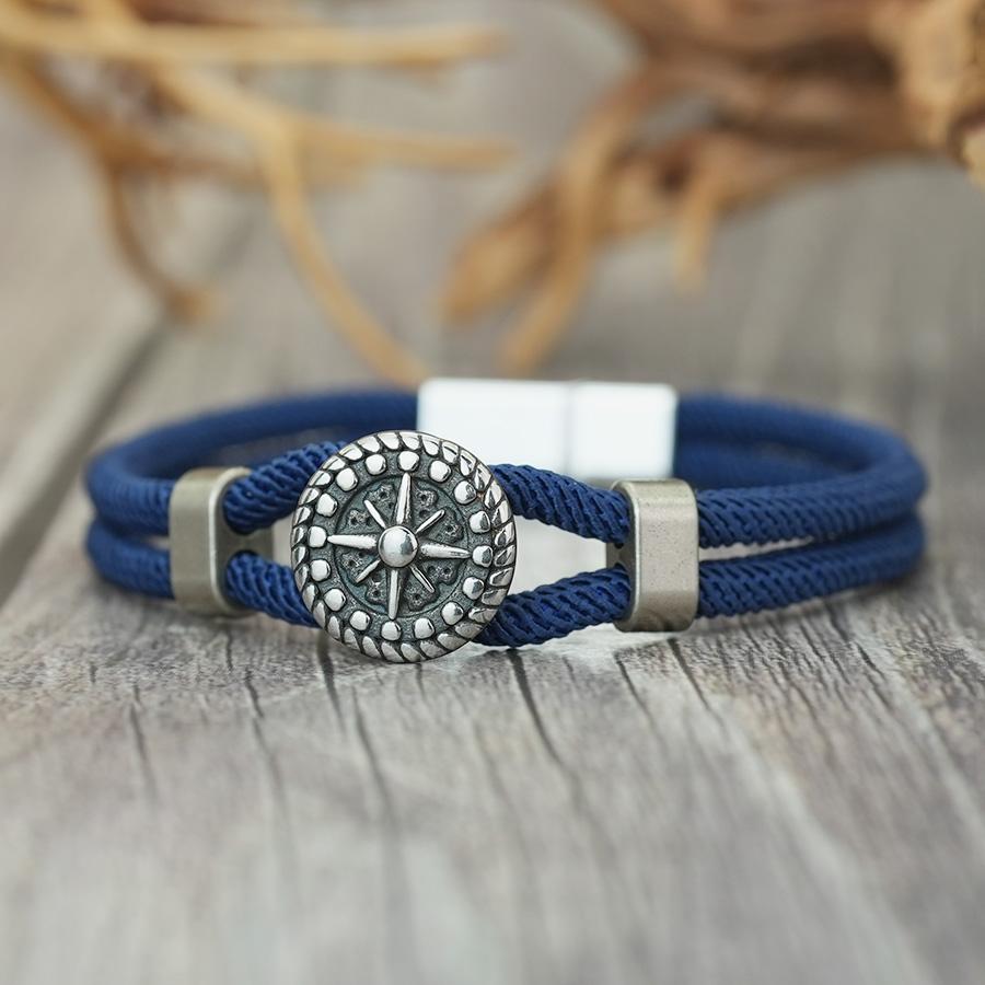 

Noter Retro Navigation Compass Bracelet For Men 5 Colors Grade A 4mm Silk Rope Braclet Bangle Cool Riding Hand Accessories Joias тёмно-синий