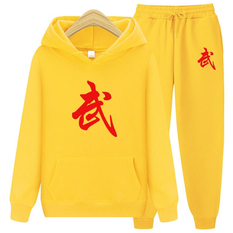 New Fall Winter Brand Military Sportswear Men's Hoodie Set Fashion Fleece Sweater Sweatpants 2 Piece Harajuku Sportswear