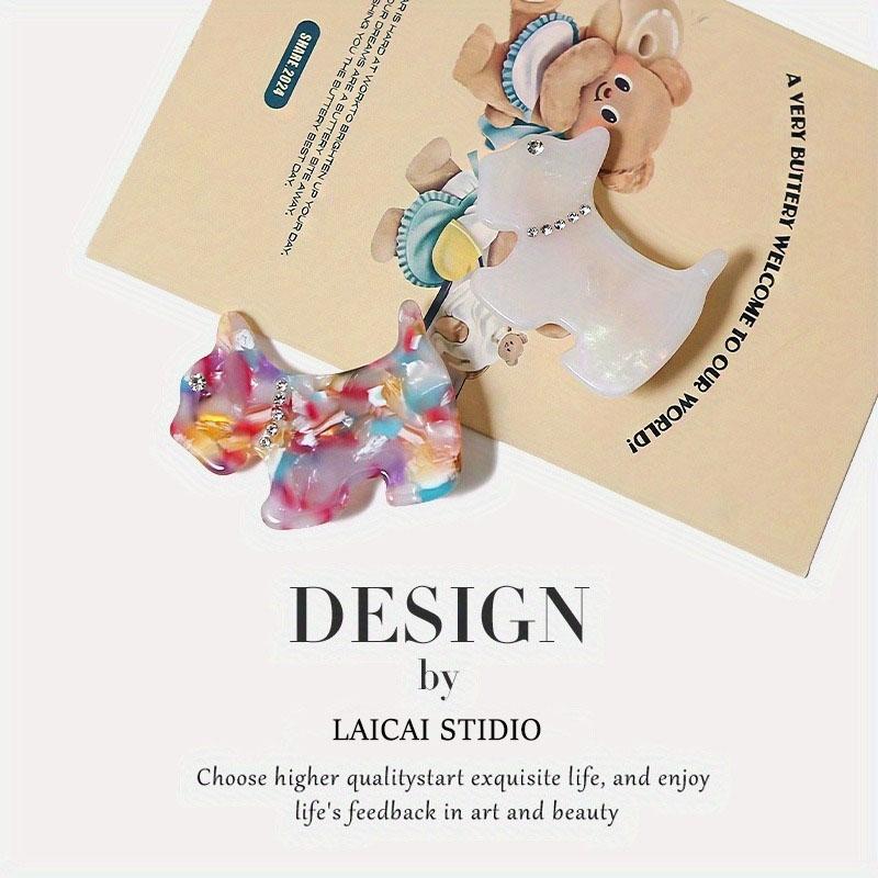 Dog Shaped Hair Clip Multi-color Rhinestone Embellishment Design Texture Craftsmanship Cute  Personalized Headwear Daily Street