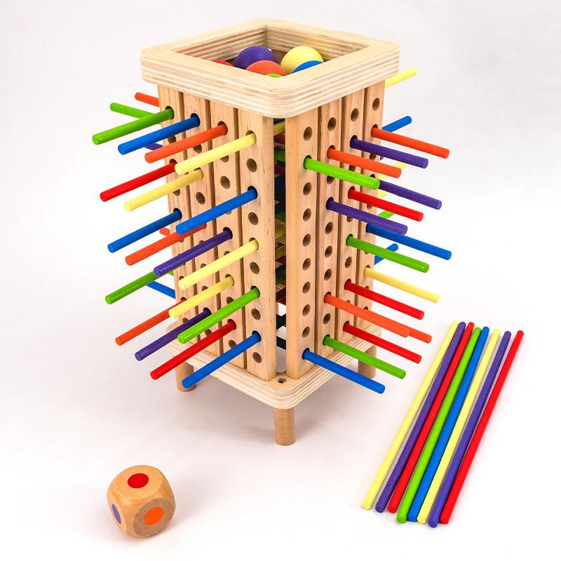 Wooden Stick Trishape Educational Game For Kids With Color Recognition And Parentchild Interaction