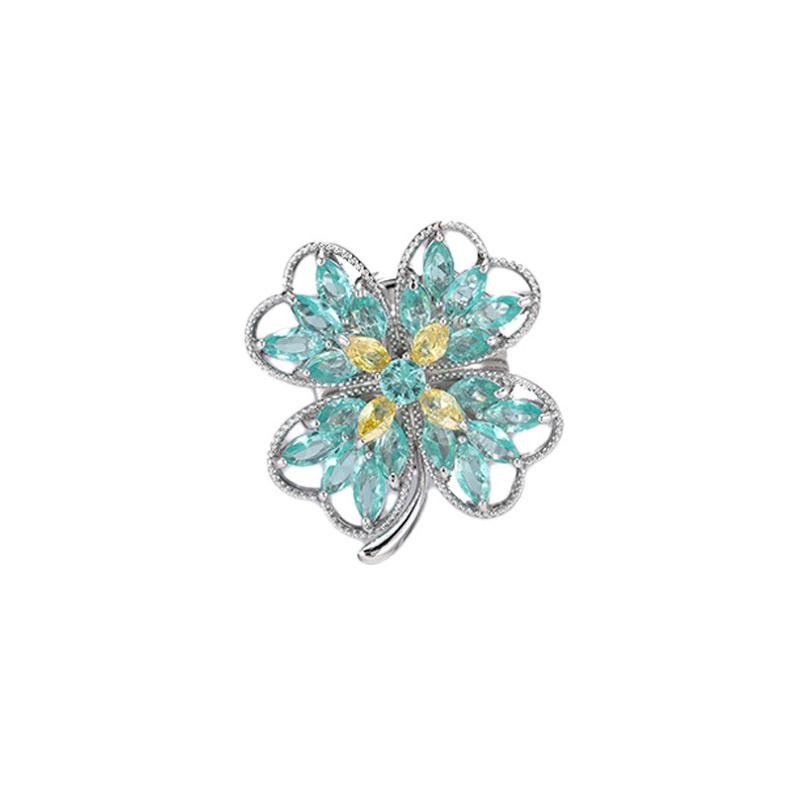 

Exquisite Korean-style zircon flower brooch with magnetic clasp, small collar pin, cardigan, anti-exposure collar, suit pin зелений