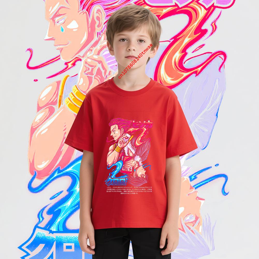Hunter x Hunter Hisoka Morow Illumi Zoldyck Anime Print Cotton T Shirt for Boys Kids Short Sleeve Shirt Comfortable Daily Wear 100
