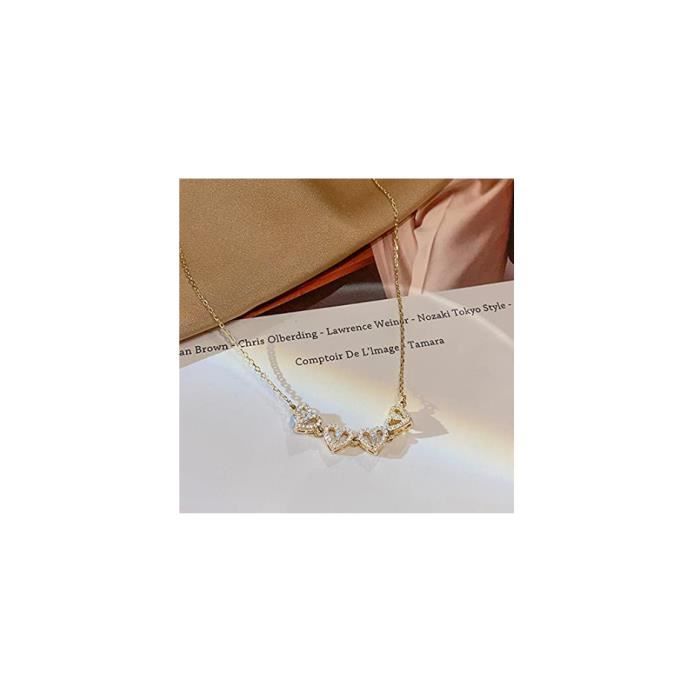 Collier - Plein - Trèfle à Quatre Feuilles - Diamant - Argenté - Femme