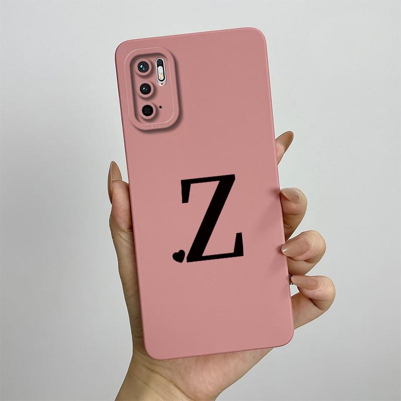 For Xiaomi Redmi Note 10 5G Case Redmi Note 10T 5G Cover M2103K19G Cute Initial Letters Square Phone Case Shockproof Back Cover