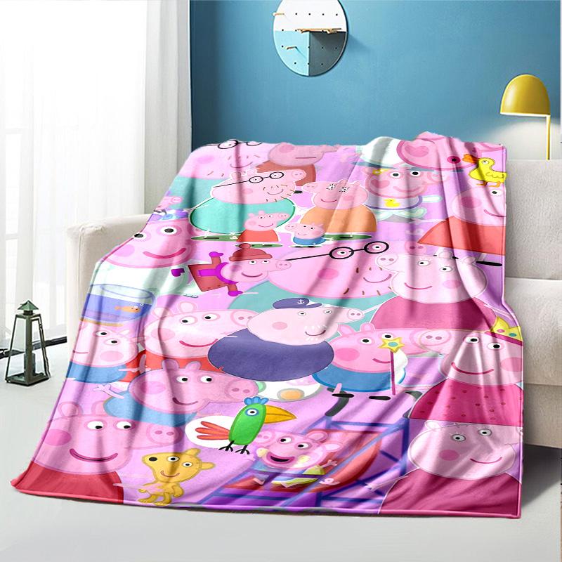 Peppa Pig Pattern Blanket for Home Decoration, Bed, Sofa, Car Travel, Camping, Suitable for All Seasons, Birthday Christmas Gift