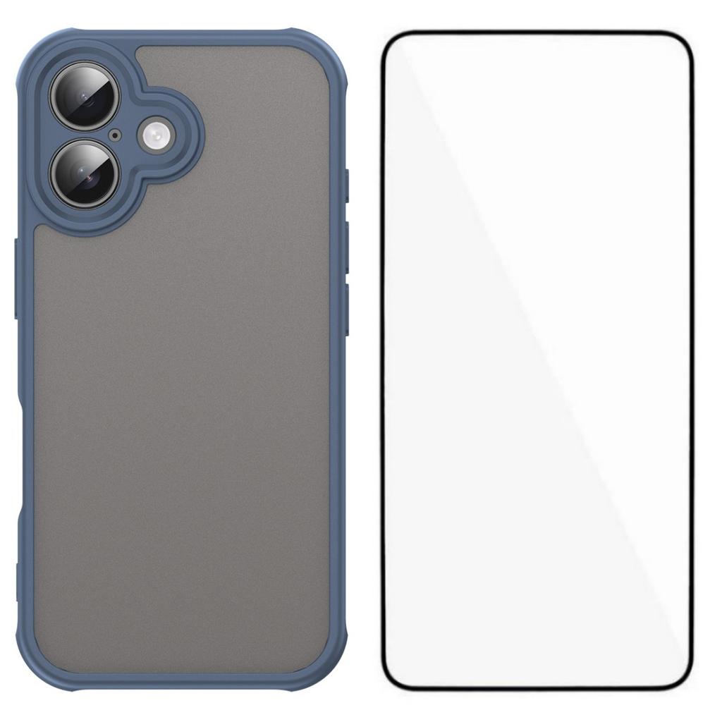 For iPhone 16 Case with Screen Film WANLONFENG FD Series Skin Touch TPU PC Phone Back Cover