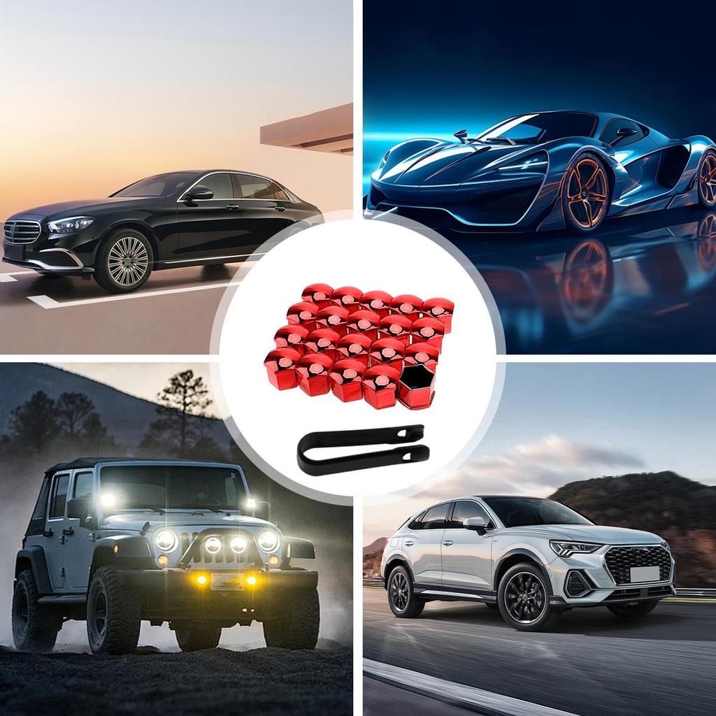 Set of 20 Wheel Nut Caps, Wheel Nut Covers for Automobiles, Bolt Cap, Tire