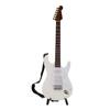 24cm White Micro Electric Guitar Model Wooden Guitar Decor with Bracket and Storage Box Home Decor